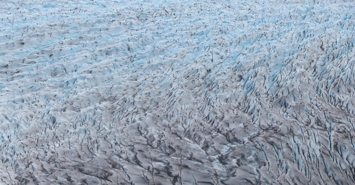 Aerial view of glacier ice formations and crevasses in Torres del Paine National Park, Chile