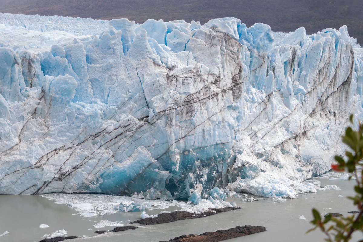 Close up of blue ice formations on Perito Moreno Glacier