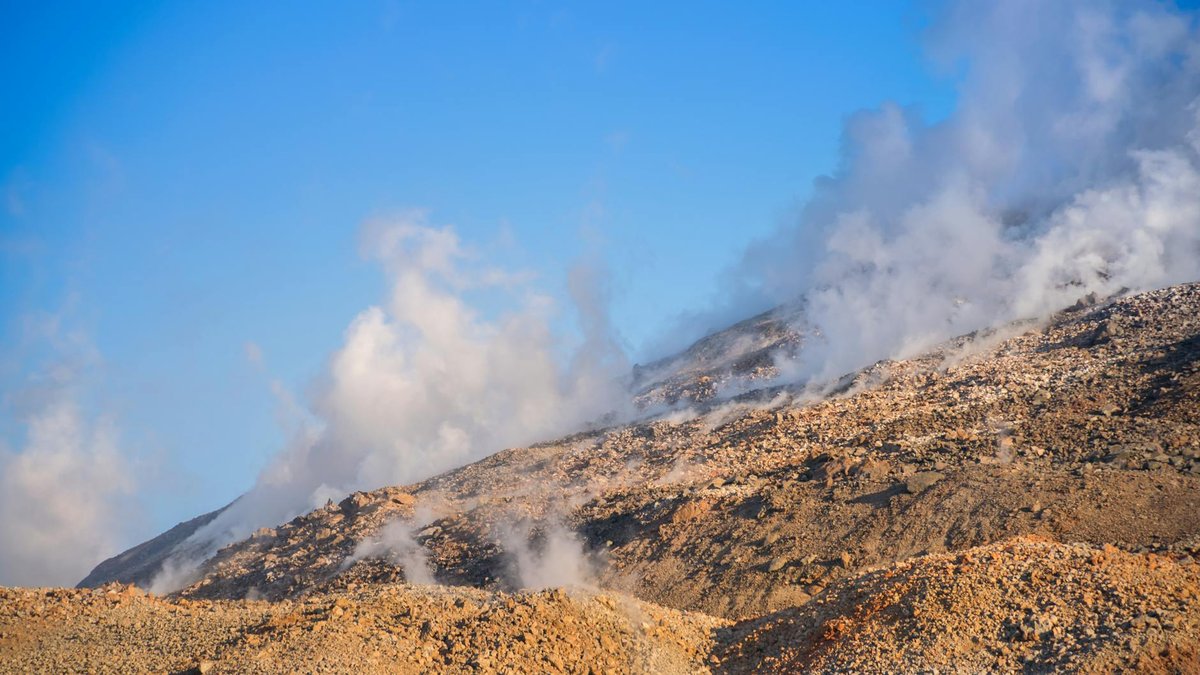 Steaming volcanic landscape in southern Chile